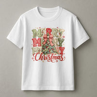 Patchwork Christmas Shirt, Merry Christmas Tree Shirt, Vintage Holiday Graphic Tee, Festive Christmas T-Shirt, Christmas Present for Her