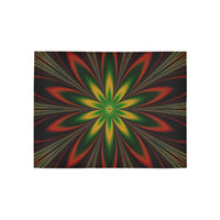 Holiday Geometric Hallway Rug, Christmas Fractal Flower Runner Rug, Festive Winter Floral Kitchen Rug, Xmas Pattern Floor Mat Carpet