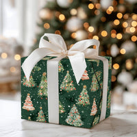 Forest Tree Holiday Gift Wrap, Watercolor Christmas Tree Wrapping Paper, Snowy Winter Wrapping Paper, Festive Xmas Gift Wrap Paper