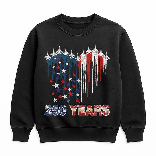 250 Years 1776-2026 Independence Sweatshirt | Patriotic Fighter Jet Graphic | Premium Cotton Blend | USA Semiquincentennial Gift for Men and Women