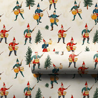 Classic Christmas Tree Gift Wrap, Vintage Drummer Boy Wrapping Paper, Retro Holiday Wrapping Paper, Nostalgic Xmas Paper