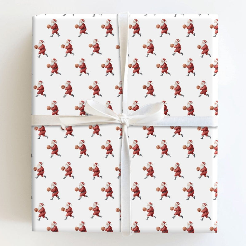 Sporty Christmas Gift Wrap, Basketball Santa Wrapping Paper, Dribbling Santa Wrapping Paper, Basketball Fan Holiday Gift Wrap, Xmas Paper