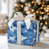Winter Seagull Snowflake Gift Wrap, Coastal Christmas Wrapping Paper, Watercolor Nautical Wrapping Paper, Beach Holiday Xmas Wrapping Paper