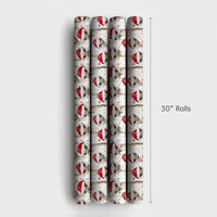 Watercolor Santa Hat Bird Gift Wrap, Christmas Emu Wrapping Paper, Festive Snowflake Present Wrapping Paper, Holiday Gift Wrap Roll