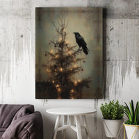 Dark Academia Winter Art Print, Gothic Raven Christmas Poster, Moody Crow Holiday Digital Download, Alternative Spooky Printable Wall Art