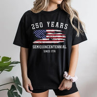 250 Years Semiquincentennial T-Shirt | Vintage Distressed USA Flag Graphic | 100% Cotton Premium Tee | Patriotic 1776 US Anniversary Gift