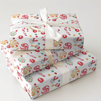 Peppermint Holiday Gift Wrap, Candy Cane Christmas Wrapping Paper, Watercolor Sweet Candy Gift Wrapping Paper