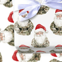 Military Camouflage Gift Wrap, Camo Santa Christmas Wrapping Paper, Patriotic Veteran Holiday Wrapping Paper, Tactical Santa Gift Wrap Roll