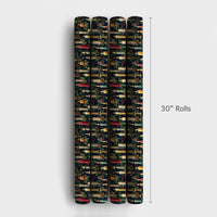 Holly Berry and Pine Wrapping Paper, Vintage Christmas Candle Wrapping Paper, Traditional Holiday Wrapping Paper, Winter Gift Wrap Roll
