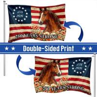 Horse American Flag House Flag | 250 Years Strong Patriotic Design | Double-Sided Polyester | Farmhouse Outdoor Decor Gift