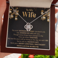14k White Gold Finish Knot Pendant Necklace, Love Knot Necklace for Wife, Romantic Christmas Jewelry Present