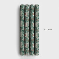Retro Holiday Van Gift Wrap, Vintage Camper Christmas Wrapping Paper, Winter Pine Tree Wrapping Paper, Rustic Holiday Present Wrap Roll