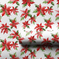 Red Floral Christmas Gift Wrap, Watercolor Poinsettia Wrapping Paper, Winter Floral Present Paper, Holiday Wrapping Paper, Xmas Gift Wrap