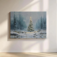 Winter Landscape Art Print, Snowy Forest Christmas Tree Wall Art, Festive Holiday Digital Download, Xmas Tree Poster Decor Present