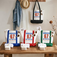 Survived 67 Bruh Teacher's Out Class Dismissed Color-blocked Canvas Bag