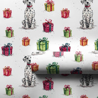 Watercolor Dog Gift Wrap, Dalmatian Christmas Wrapping Paper, Adorable Puppy Present Wrapping Paper Roll, Dog Lover Holiday Gift Wrap