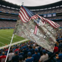 Patriotic Cross House Flag | For God and Country 250 Years of Blessing1776-2026 Camo American Flag Design | Weather-Resistant Double-Sided Outdoor Flag | Gift for Christian Patriots and Military Families