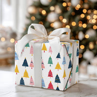 Modern Rainbow Xmas Tree Gift Wrap, Colorful Christmas Tree Wrapping Paper, Whimsical Holiday Wrapping Paper, Festive Present Paper Roll