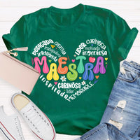 Maestra Spanish Teacher Heart T-Shirt