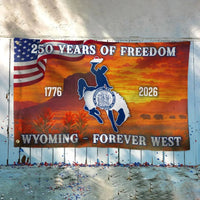 Wyoming 250th Anniversary Flag | America 250 Years of Freedom 1776-2026 | Double-Sided Polyester House Flag | Patriotic WY Home Decor Gift