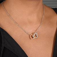 Dad to Daughter Heart Necklace, Interlocking Hearts Necklace for Daughter, Cubic Zirconia Heart Pendant Necklace, Sentimental Christmas Present