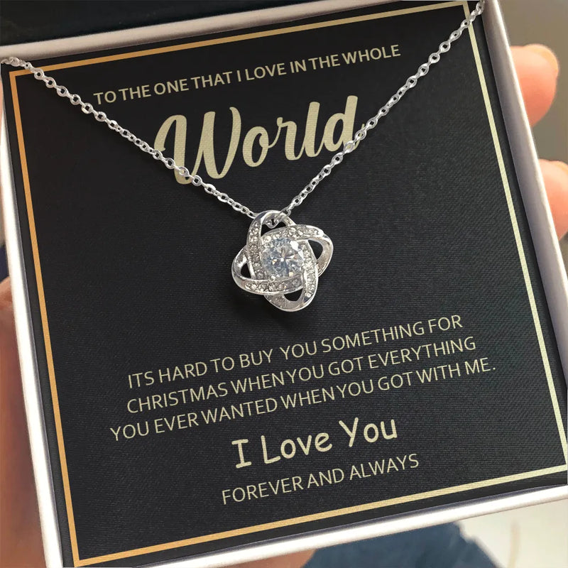 Cubic Zirconia Pendant Necklace, Eternal Bond Love Knot Necklace, 14k White Gold Over Stainless Steel, Romantic Christmas Present for Her