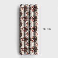 Watercolor Country Christmas Gift Wrap, Rustic Cowboy Santa Wrapping Paper, Western Santa Wreath Holiday Paper, Vintage Xmas Wrapping Roll