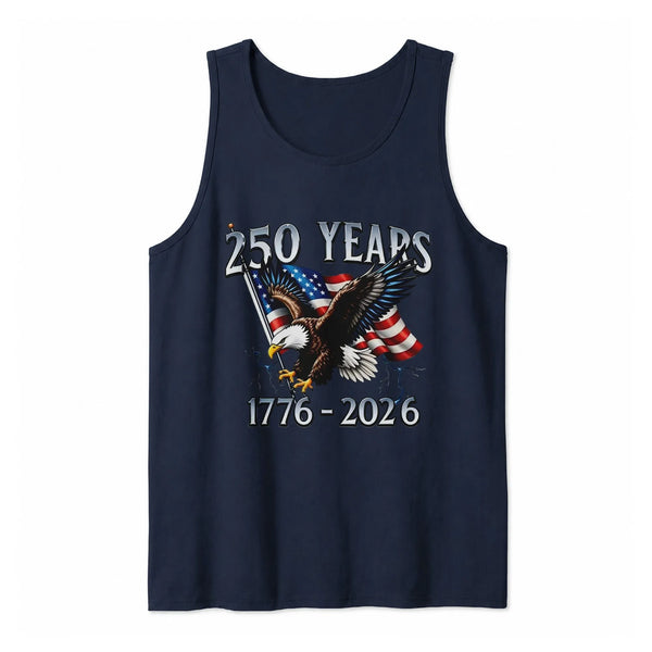Patriotic American Eagle Tank Top | USA 250 Years 1776-2026 Flag Graphic | Lightweight Soft Stretch Fabric | Independence Day 4th of July Celebration Gift for Men Women