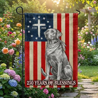 Patriotic Labrador Garden Flag | 250 Years of Blessings Betsy Ross Design | Double-Sided Polyester | Memorial Day & July 4th Decor
