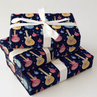 Electric Guitar Holiday Gift Wrap, Christmas Guitar Wrapping Paper, Rock Musician Present Wrap, Starry Music Present Paper, Xmas Gift Wrap