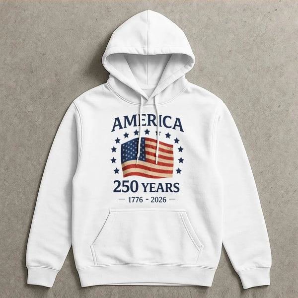 America 250 Years Patriotic Hoodie | Vintage 1776-2026 Freedom Flag Design | Soft Cotton-Blend Comfort | Gift for History Buffs