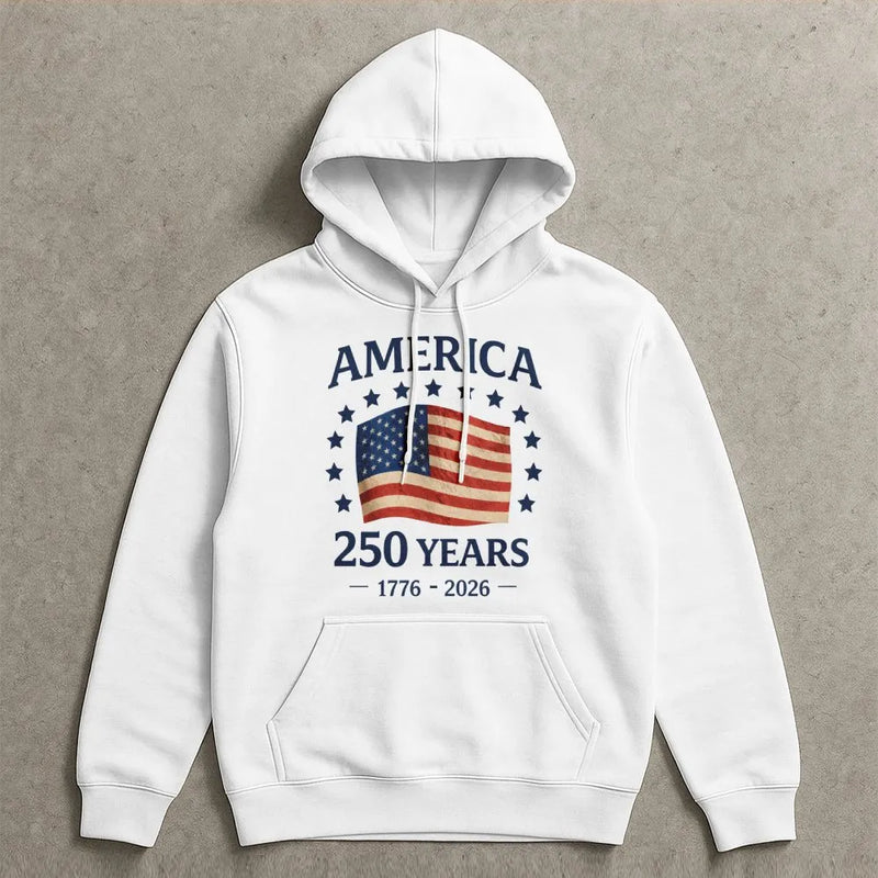 America 250 Years Patriotic Hoodie | Vintage 1776-2026 Freedom Flag Design | Soft Cotton-Blend Comfort | Gift for History Buffs