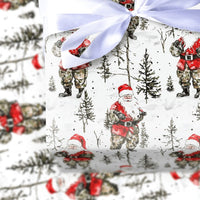 Tactical Santa Claus Gift Wrap, Camo Santa Christmas Wrapping Paper, Military Camouflage Holiday Wrapping Paper