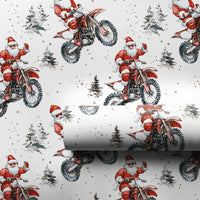 Dirt Bike Santa Tricks Gift Wrap, Motocross Santa Christmas Wrapping Paper, Winter Motorcycle Wrapping Paper, Biker Holiday Gift Wrap