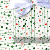 Red and Green Christmas Gift Wrap, Watercolor Polka Dot Wrapping Paper, Modern Holiday Wrapping Paper, Festive Striped Gift Wrapping Paper
