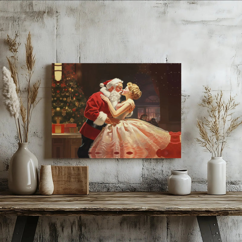 Vintage Holiday St Nick Painting, Santa Claus Canvas Print, Retro Victorian Christmas Wall Art, Holiday Home Digital Download Decor