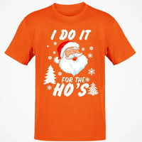 Humorous Santa Claus Graphic Tee, I Do It for the Hos Christmas T-Shirt, Hilarious Holiday Meme Shirt, Xmas Party Present