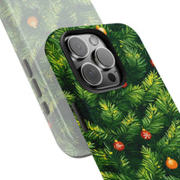 Festive Winter Holiday Pine Needle Case, Christmas Tree Branch Phone Case for iPhone, Xmas Ornament Pattern Tough Phone Cover Present
