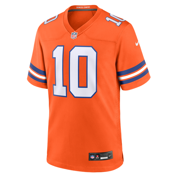 Denver Broncos Bo Nix Nike Orange Mile High Collection 1977 Throwback Player Game Jersey