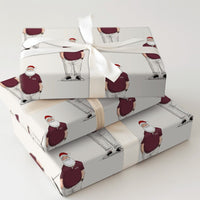 Casual Maroon Polo Santa Gift Wrap, Jolly Santa Claus Wrapping Paper, Modern Christmas Wrapping Paper, Humorous Holiday Gift Wrapping Paper