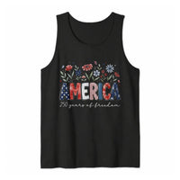 America 250 Years Of Freedom Tank Top | Patriotic Floral Graphic | Breathable Unisex Tee | 4th Of July Independence Day Gift