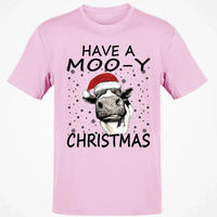 Humorous Holiday Cow Shirt, Have a Moo-y Christmas T-Shirt, Christmas Farmer Graphic Tee, Xmas Animal Lover T-Shirt, Holiday Present