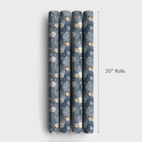 Gold Snowflake Gift Wrap, Watercolor Snowman Wrapping Paper, Dusky Blue Christmas Wrapping Paper, Winter Holiday Gift Wrap, Xmas Gift Wrap