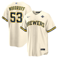 Milwaukee Brewers Brandon Woodruff Cream 2026 World Series Home Replica Jersey