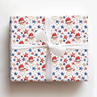 Americana Christmas Gift Wrap, Patriotic Santa Wrapping Paper, Red White Blue Wrapping Paper, Vintage Santa Stars Holiday Gift Wrap Roll