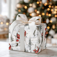 Snowy Mountain Santa Gift Wrap, Hiking Santa Wrapping Paper, Hiker Santa Christmas Paper, Trekking Present Wrap, Adventure Holiday Gift Wrap
