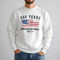 250 Years Semiquincentennial Sweatshirt | Distressed American Flag Since 1776 Design | Soft Cotton Polyester Blend | Gift for History Enthusiasts