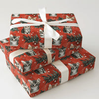Festive Holiday Kitten Gift Wrap, Christmas Cat Wrapping Paper, Winter Foliage Cat Wrapping Paper, Xmas Present Paper for Cat Lovers