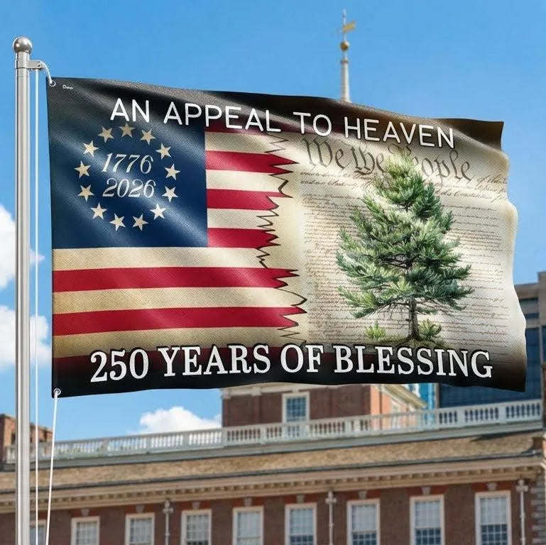 Appeal To Heaven Flag 250 Years 1776-2026 | Patriotic Betsy Ross Pine Tree Design | Double-Sided Polyester | American History Commemorative Gift