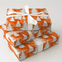 Orange Watercolor Gift Wrap, Pine Tree Christmas Wrapping Paper, Winter Forest Wrapping Paper, Modern Holiday Present Paper Roll